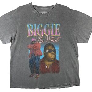 Notorious BIG Graphic T-Shirt Mens XL Gray Distressed The What Hip Hop Rap Tee‎